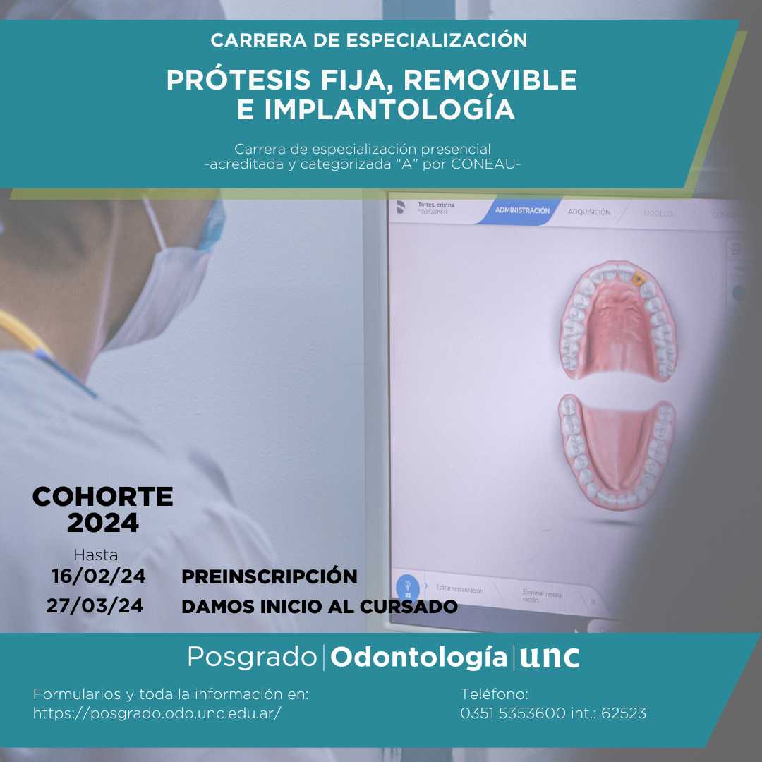 Especialidad en prótesis fija, removible e implantología.